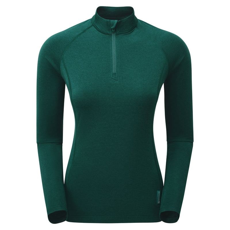 Dark Green Women\'s Montane Dart Thermo Zip Neck T Shirts | PEX542SO