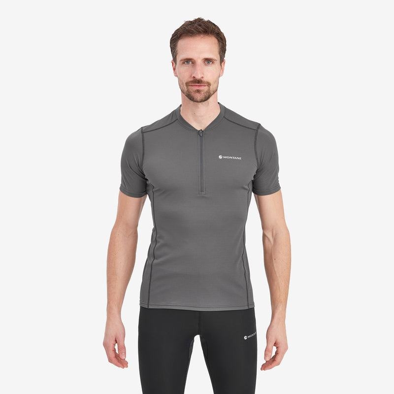 Dark Grey Men's Montane Dart Nano Zip T Shirts | GAF8944BH