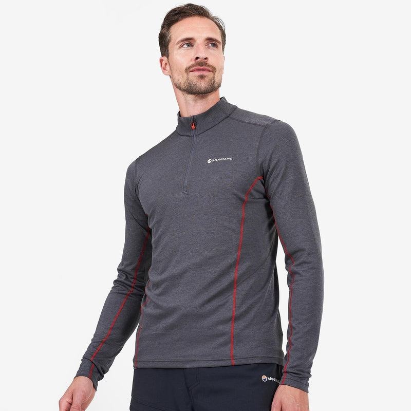 Dark Grey Men's Montane Dart Zip Neck T Shirts | FDJ852ZD