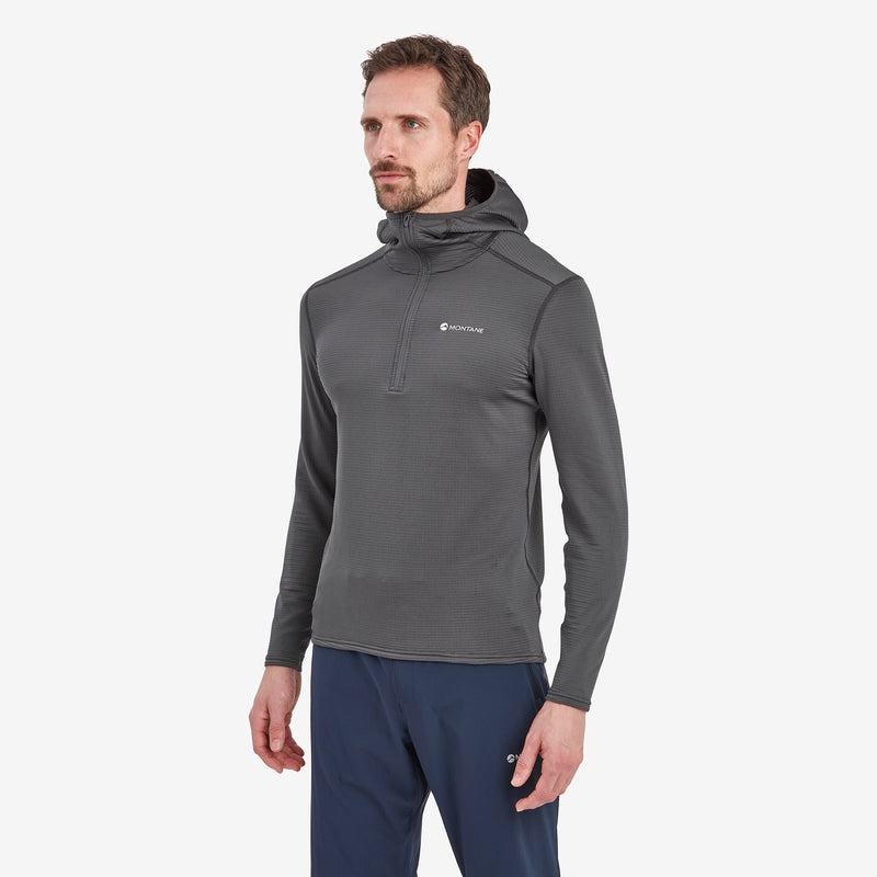 Dark Grey Men's Montane Protium Lite Hooded Pull On Fleece | LCU677PD