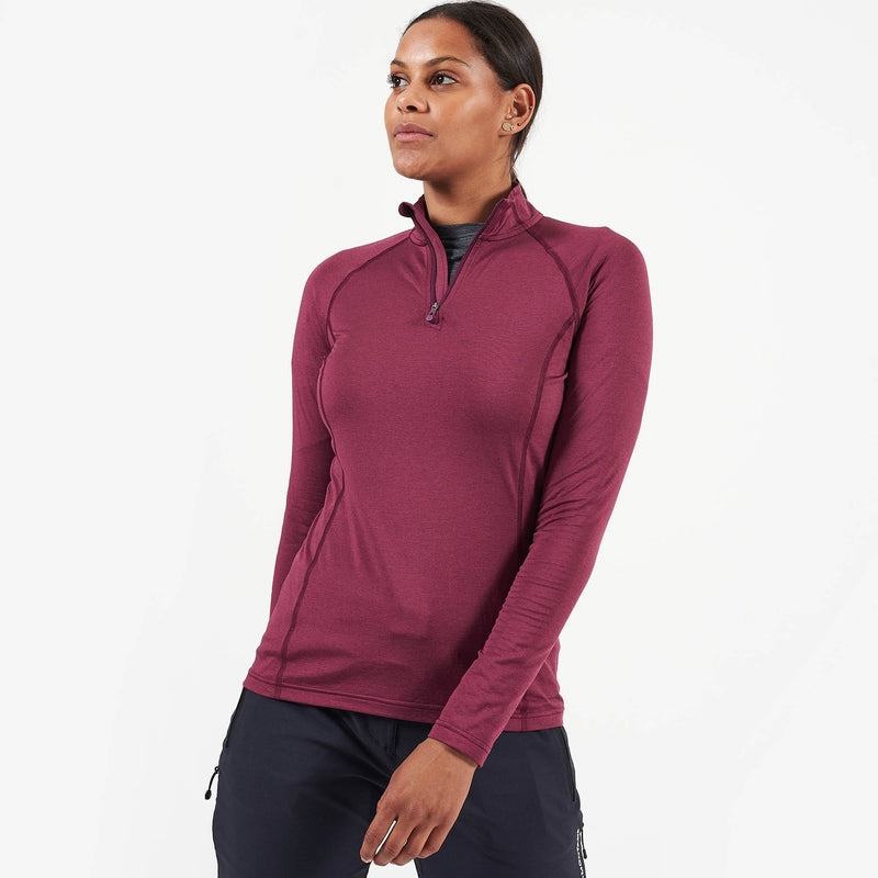 Dark Purple Women's Montane Dart Thermo Zip Neck T Shirts | QXZ9353UP