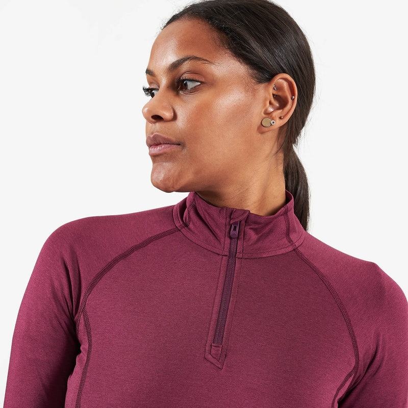 Dark Purple Women's Montane Dart Thermo Zip Neck T Shirts | QXZ9353UP