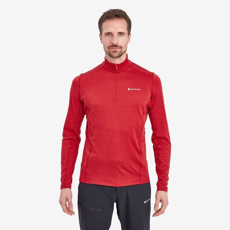 Dark Red Men's Montane Dart Zip Neck T Shirts | IZE7793AF