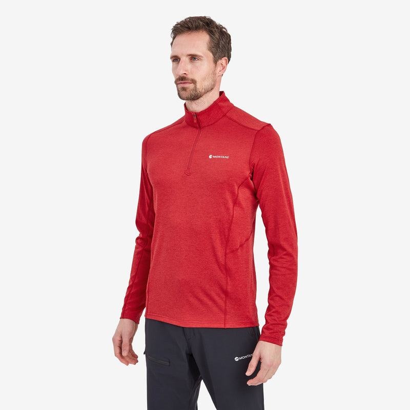 Dark Red Men's Montane Dart Zip Neck T Shirts | IZE7793AF