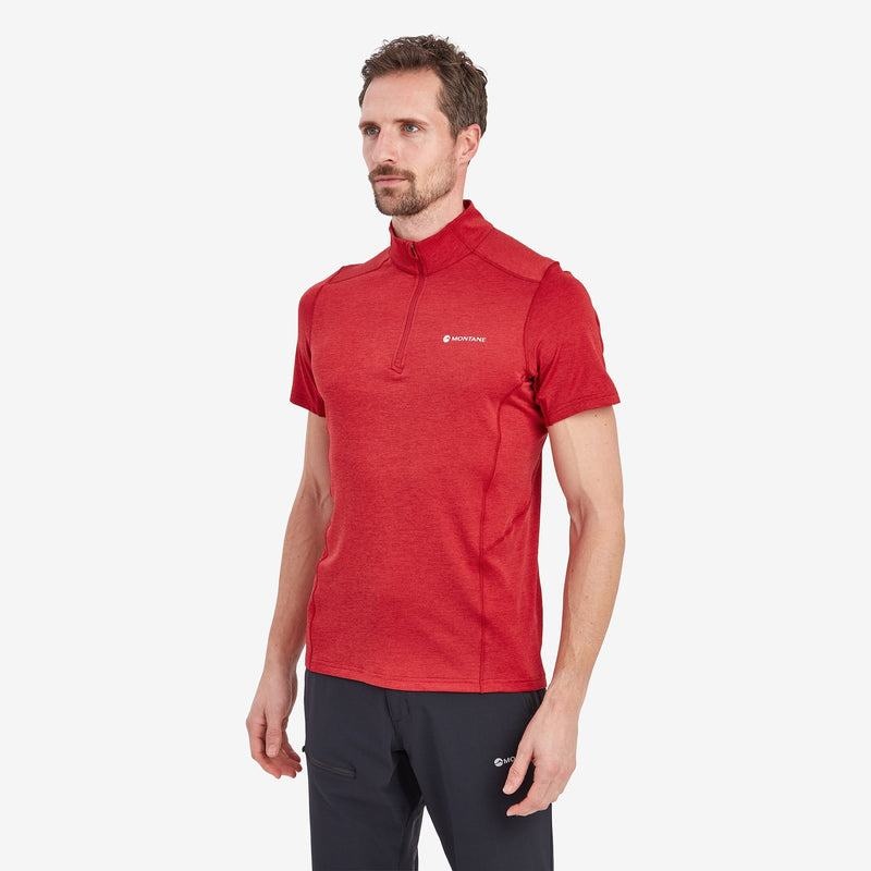 Dark Red Men's Montane Dart Zip T Shirts | ZMG3149VG