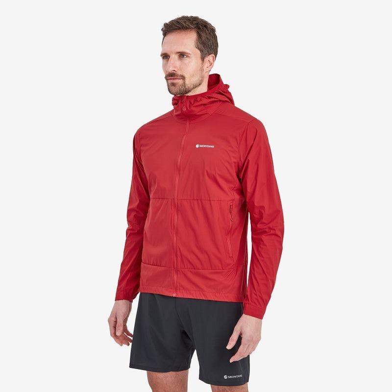 Dark Red Men's Montane Featherlite Hooded Windproof Jackets | FIJ182SC