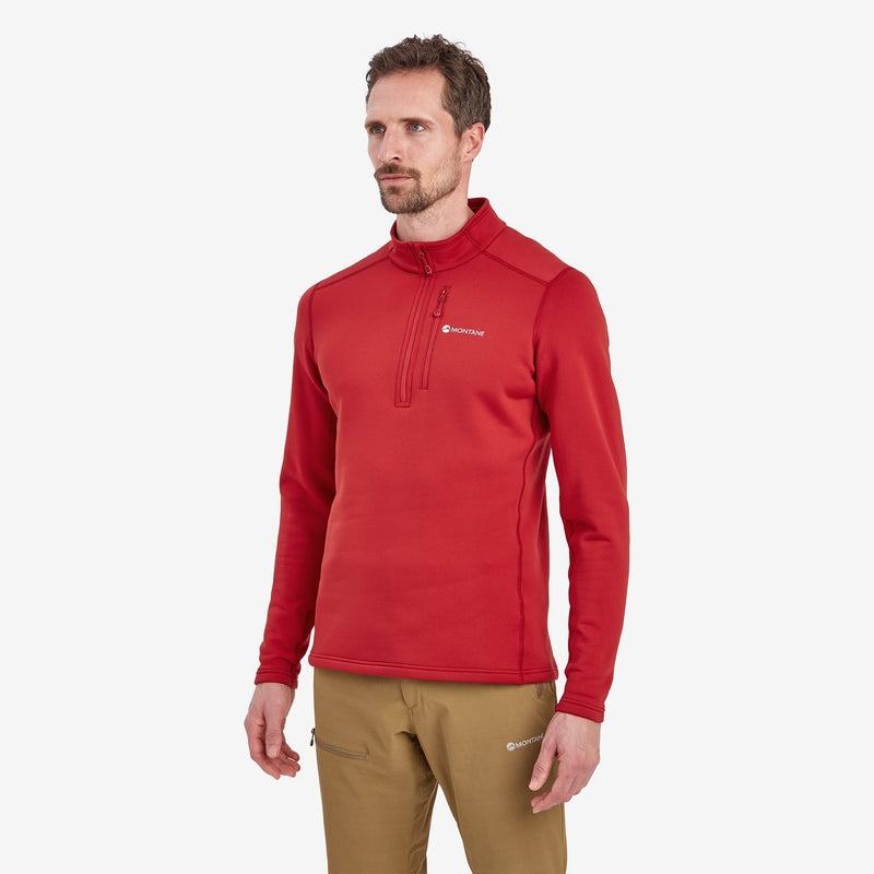 Dark Red Men's Montane Fury Zip Pull-On Fleece | RCI7917QB