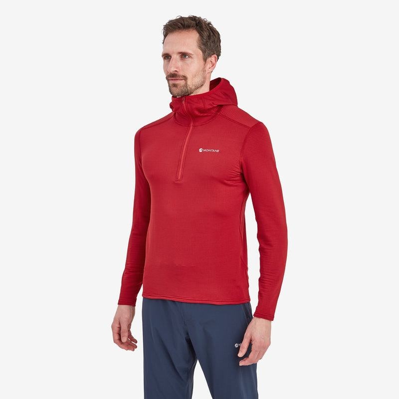 Dark Red Men's Montane Protium Lite Hooded Pull On Fleece | GWC9057UB