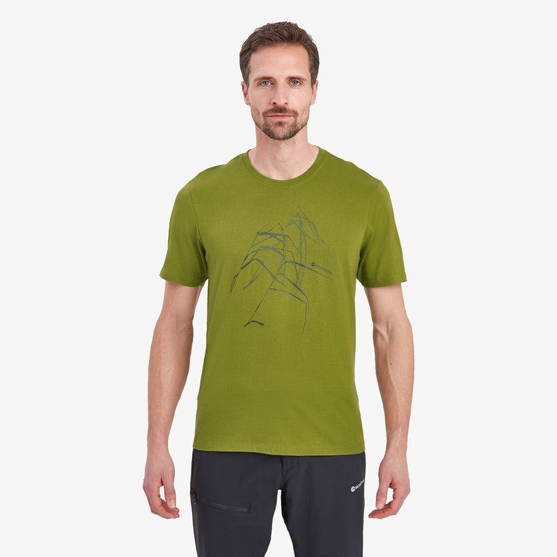 Green Men's Montane Abstract Mountain T Shirts | GAT4197DY