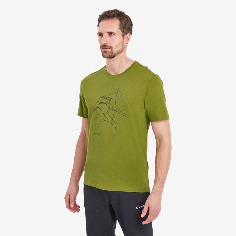 Green Men's Montane Abstract Mountain T Shirts | GAT4197DY