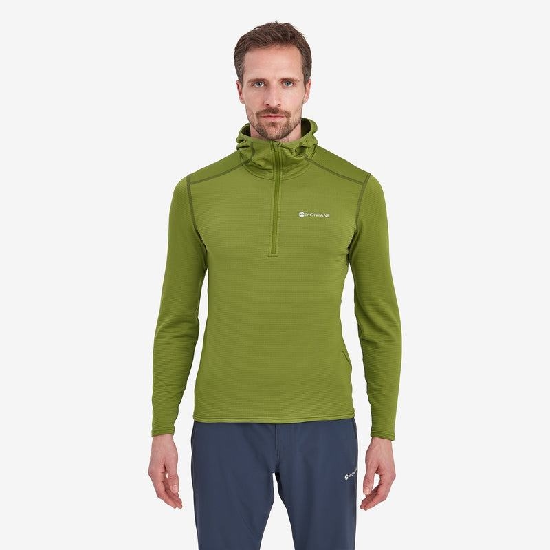 Green Men's Montane Protium Lite Hooded Pull On Fleece | RFC8466YF