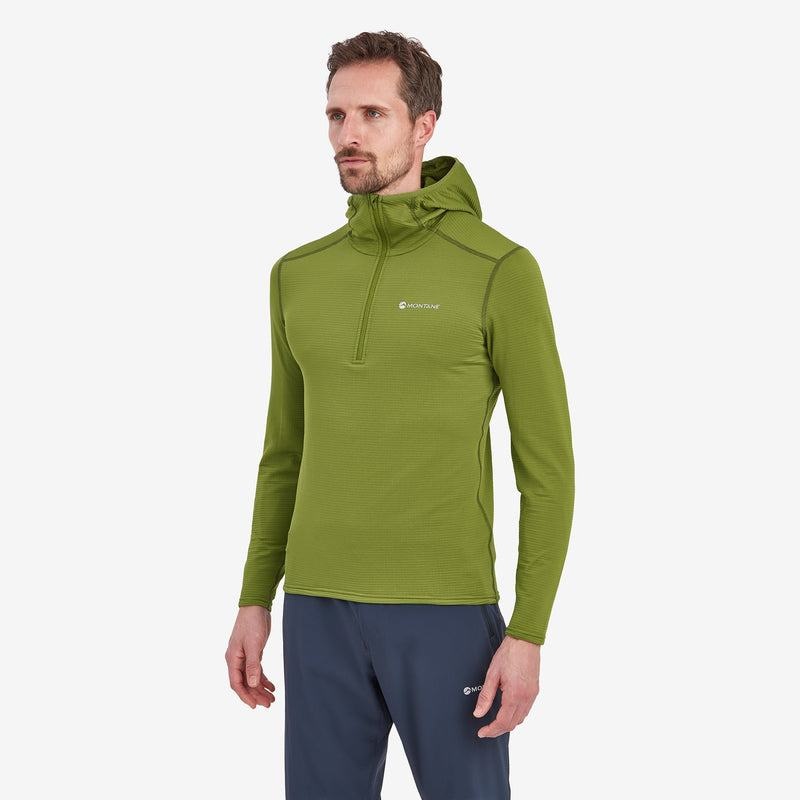 Green Men's Montane Protium Lite Hooded Pull On Fleece | RFC8466YF