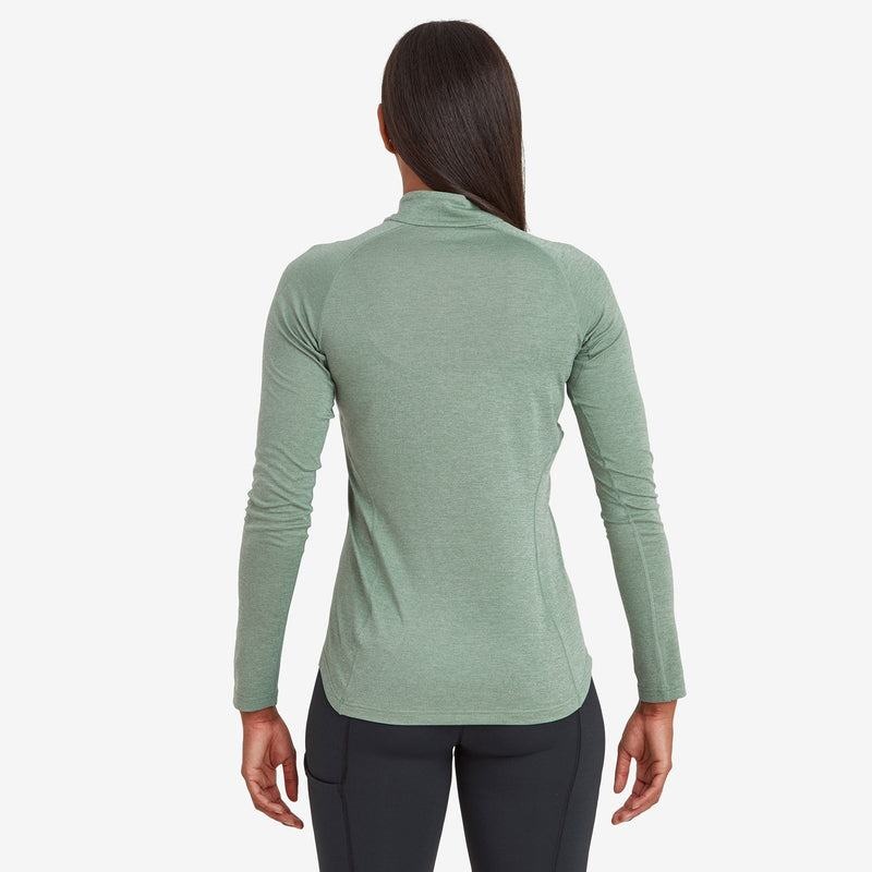 Grey Green Women's Montane Dart Zip Neck T Shirts | ZZZ1832TB