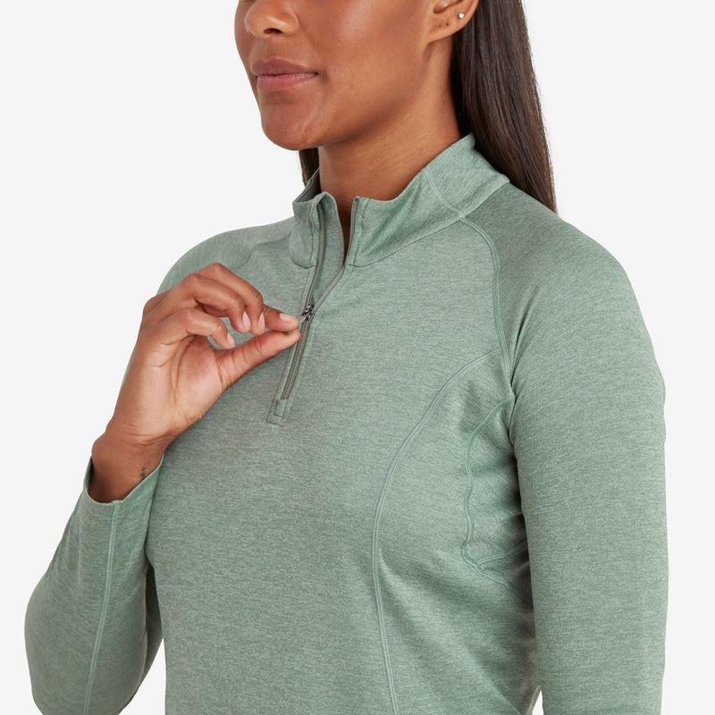 Grey Green Women's Montane Dart Zip Neck T Shirts | ZZZ1832TB