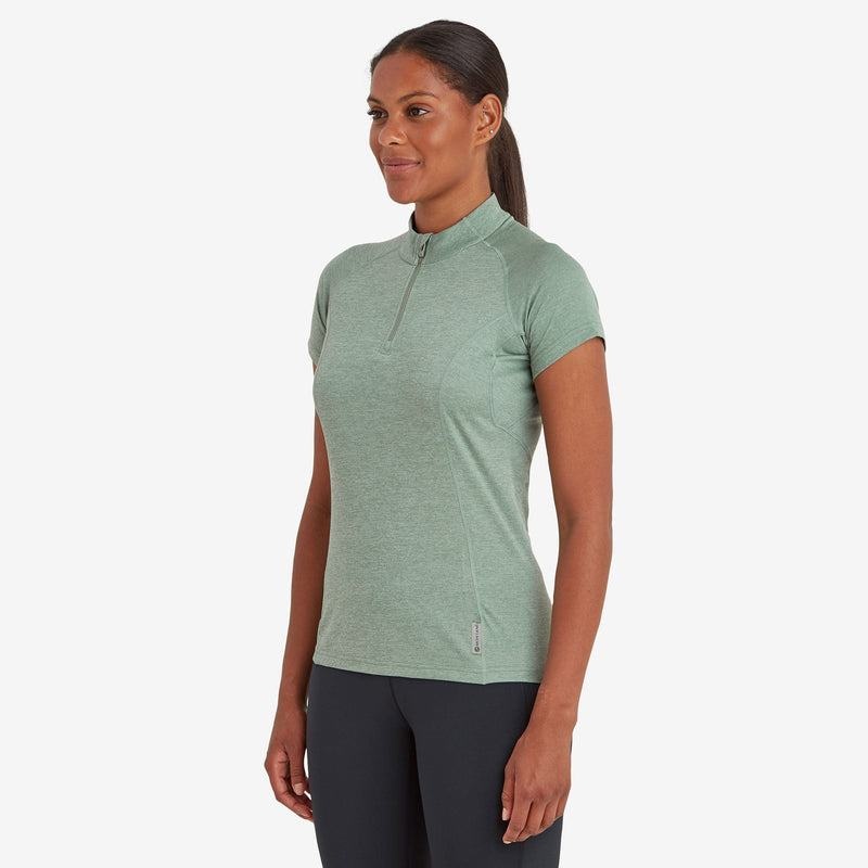 Grey Green Women's Montane Dart Zip T Shirts | PXU1247VM