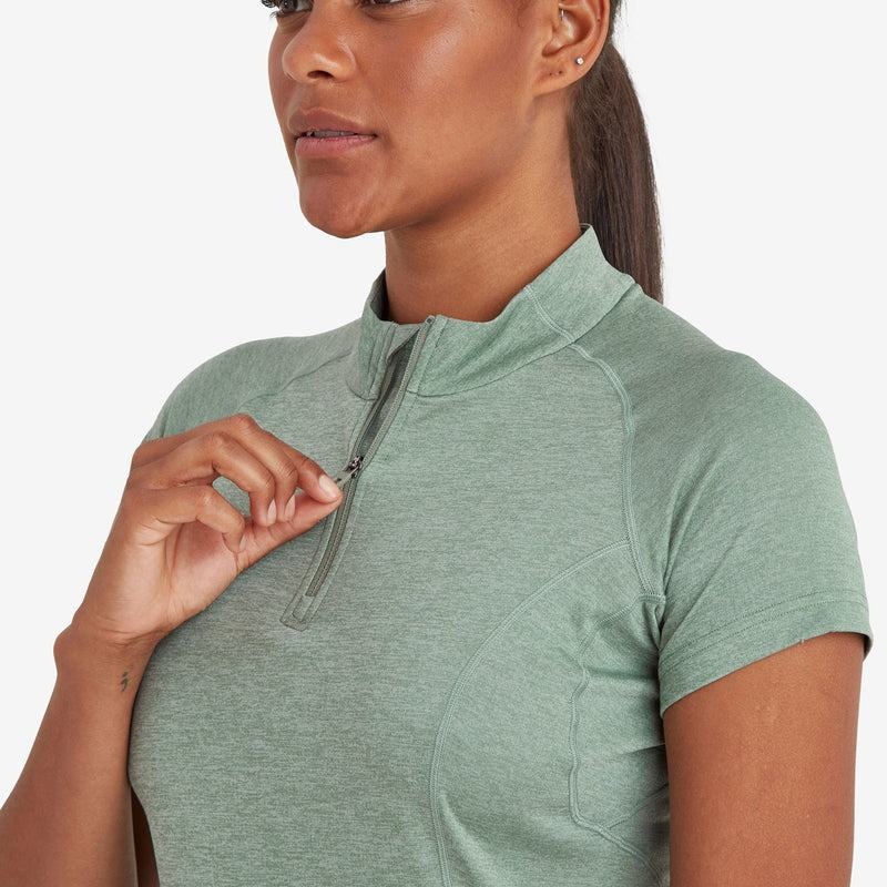 Grey Green Women's Montane Dart Zip T Shirts | PXU1247VM