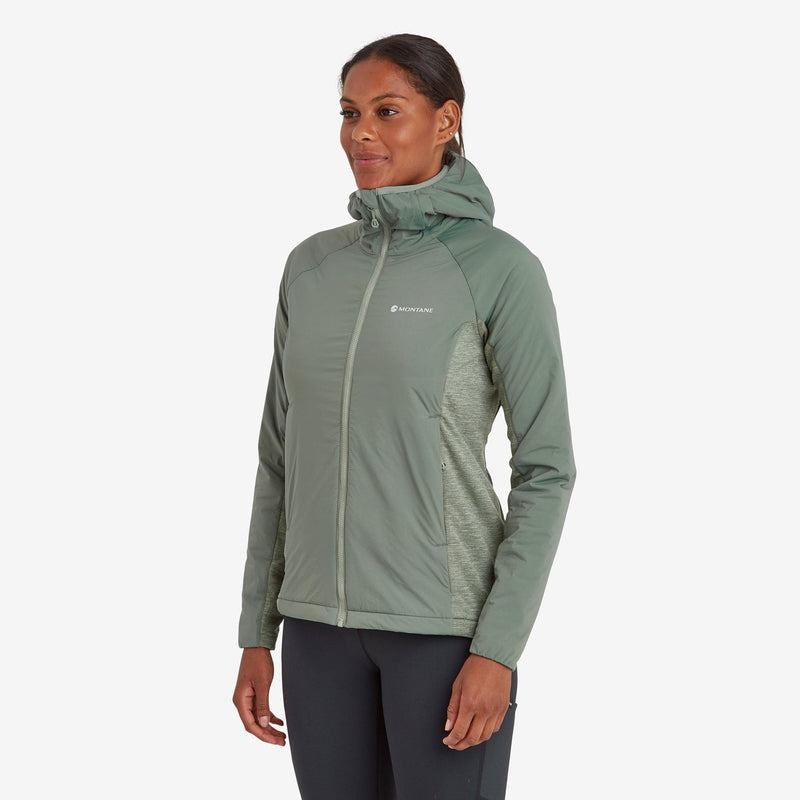 Grey Green Women's Montane Fireball Lite Hooded Insulated Jackets | VIE5014LT