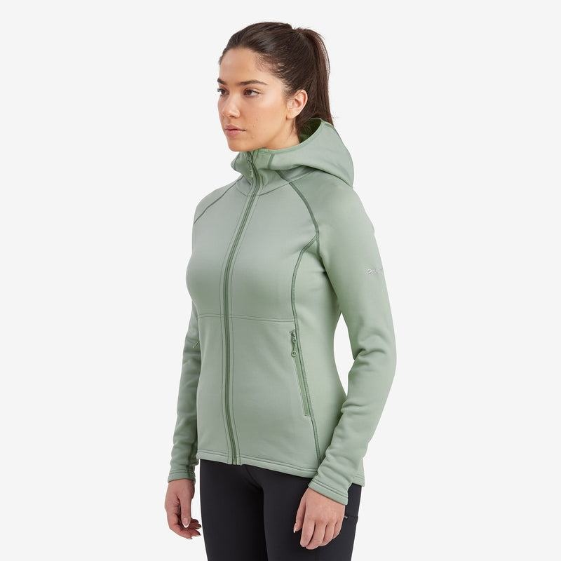 Grey Green Women's Montane Fury Hooded Fleece Jackets | UAH6676FX