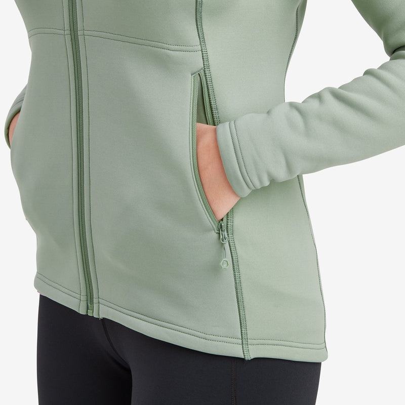 Grey Green Women's Montane Fury Hooded Fleece Jackets | UAH6676FX