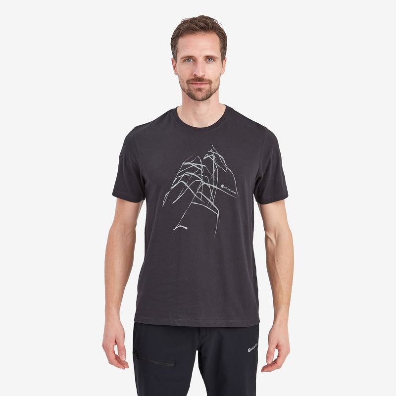 Grey Men's Montane Abstract Mountain T Shirts | ENB2188QC