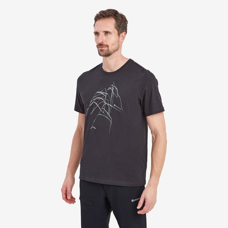 Grey Men's Montane Abstract Mountain T Shirts | ENB2188QC