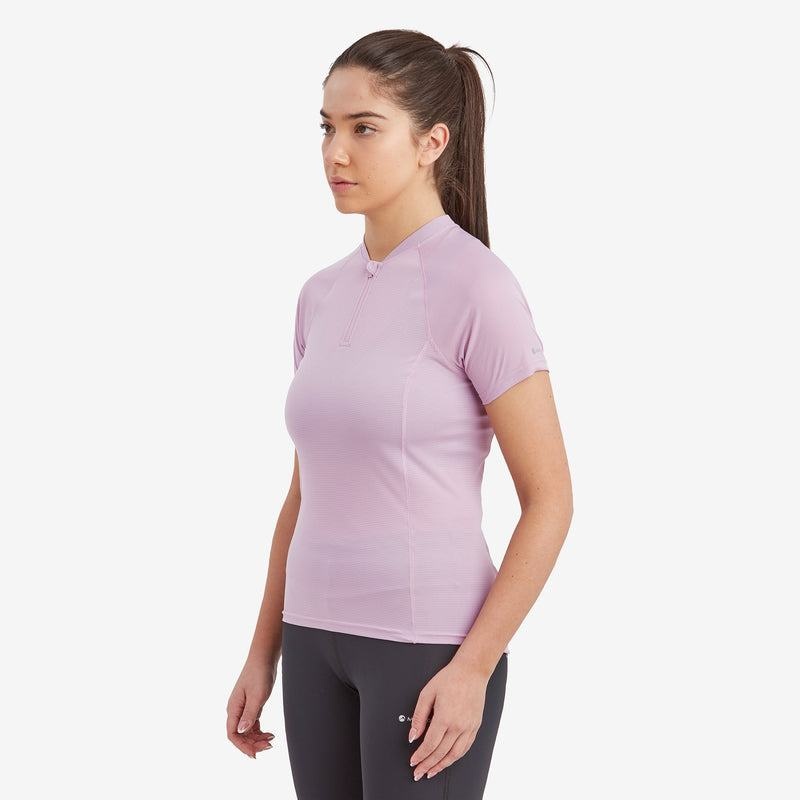 Grey Purple Women's Montane Dart Nano Zip T Shirts | CWH6051XQ