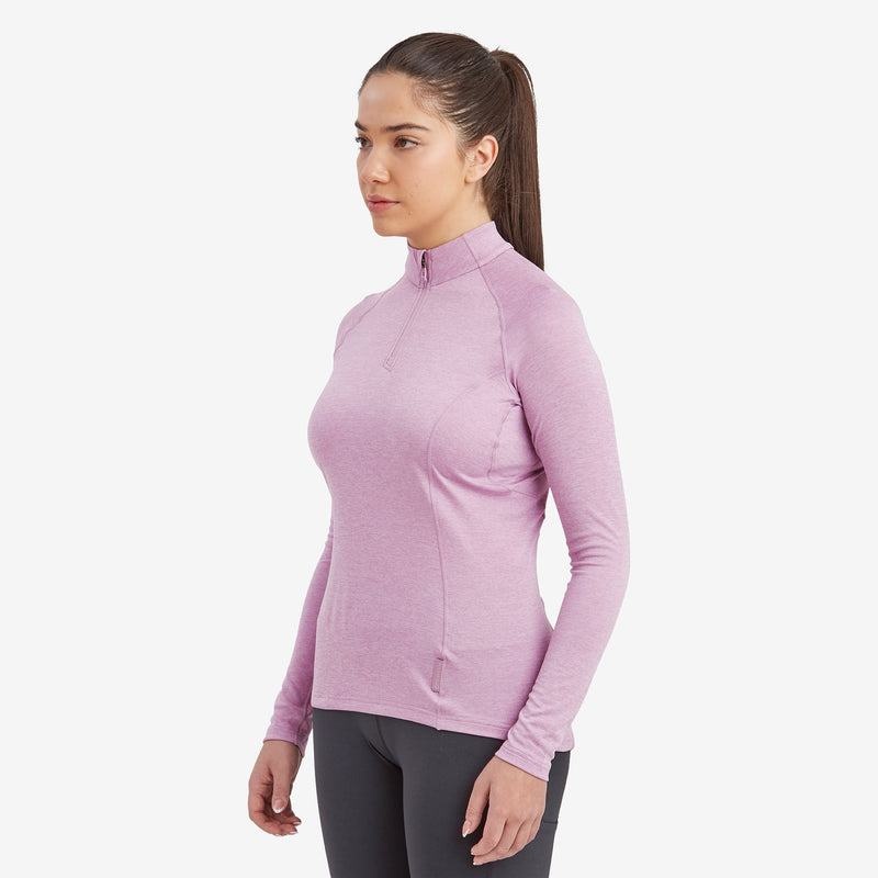 Grey Purple Women's Montane Dart Zip Neck T Shirts | JLZ7113JP