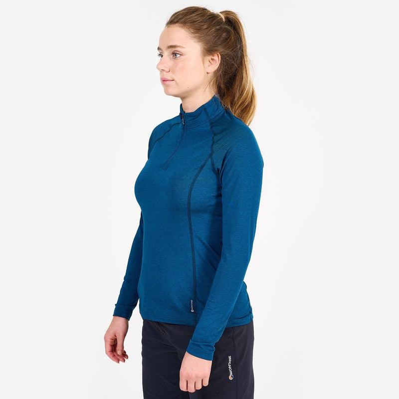 Navy Blue Women's Montane Dart Thermo Zip Neck T Shirts | RJD161FL