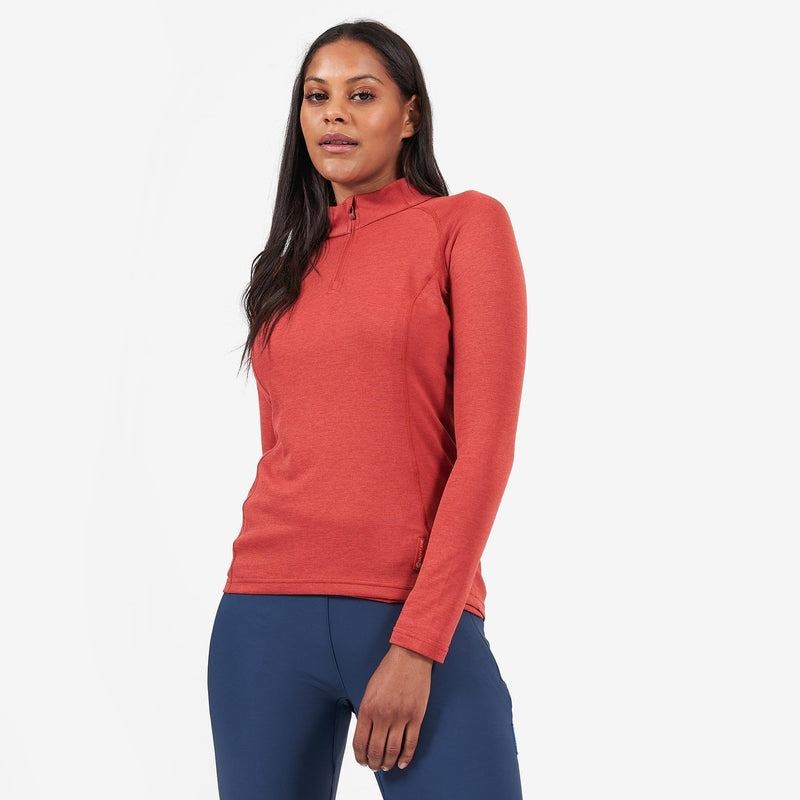 Orange Red Women's Montane Dart Zip Neck T Shirts | DHM998DT