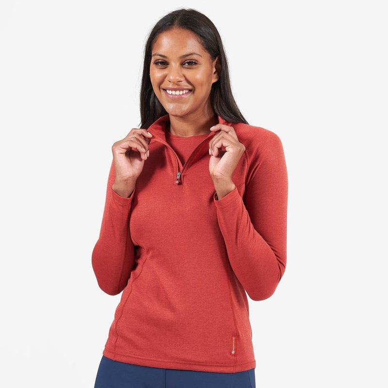 Orange Red Women's Montane Dart Zip Neck T Shirts | DHM998DT