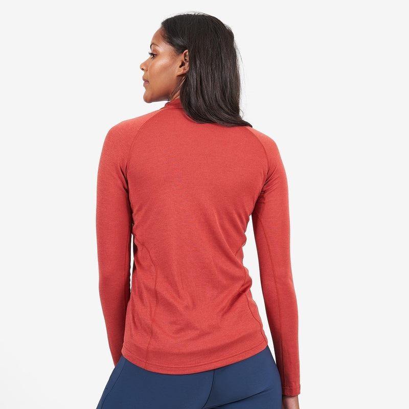 Orange Red Women's Montane Dart Zip Neck T Shirts | DHM998DT