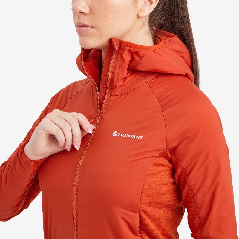 Orange Red Women's Montane Fireball Lite Hooded Insulated Jackets | NLS2597EW