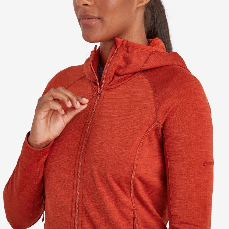 Orange Red Women's Montane Protium Hooded Fleece Jackets | HZB6221FZ