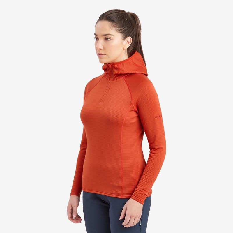 Orange Red Women's Montane Protium Lite Hooded Pull On Fleece | JZD2215XT